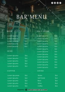 bar menu template for photoshop