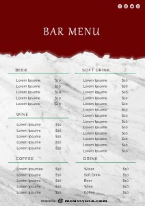 bar menu template free psd