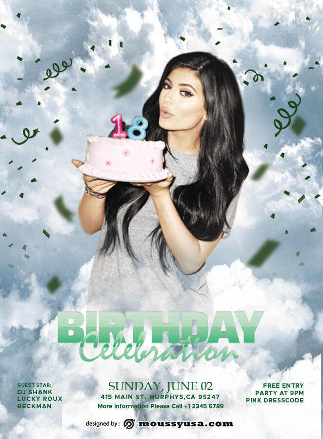 birthday flyer example psd design