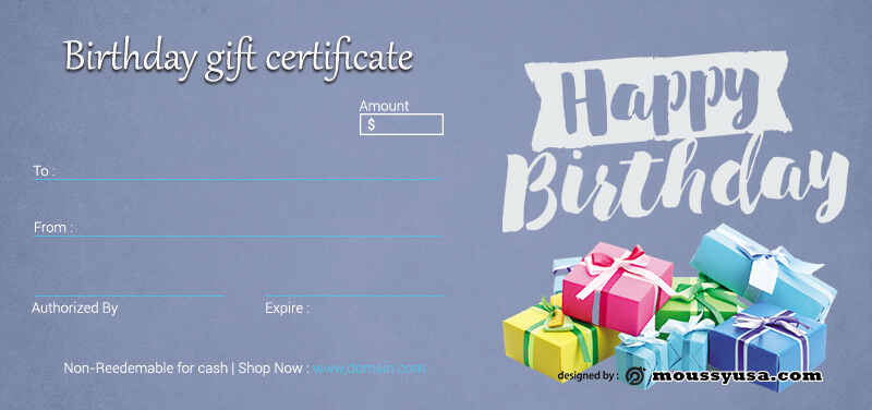 birthday gift certificate customizable psd design template