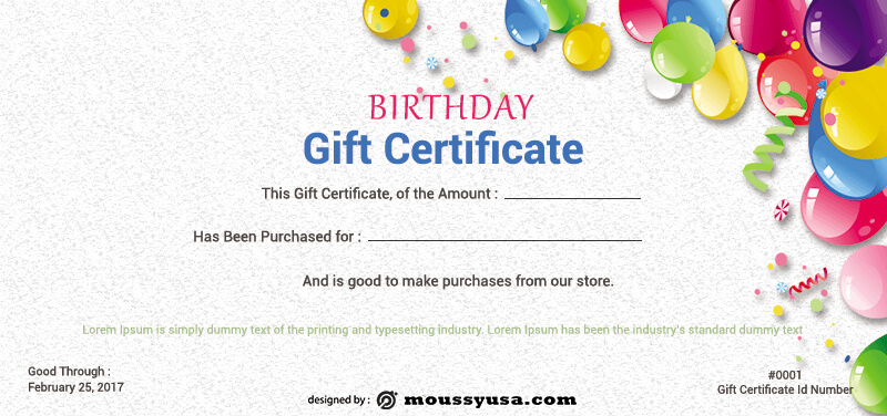 birthday gift certificate example psd design