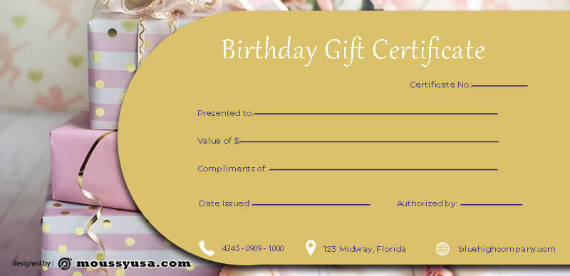 birthday gift certificate in psd design