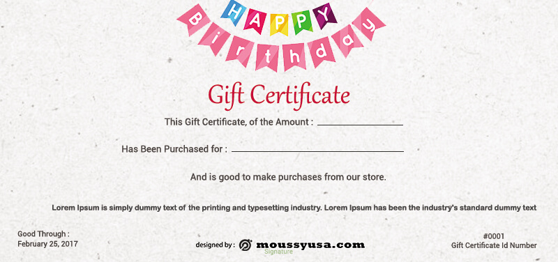 birthday gift certificate template for photoshop