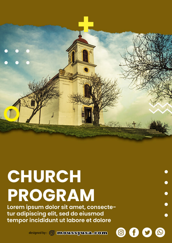 church program customizable psd design template