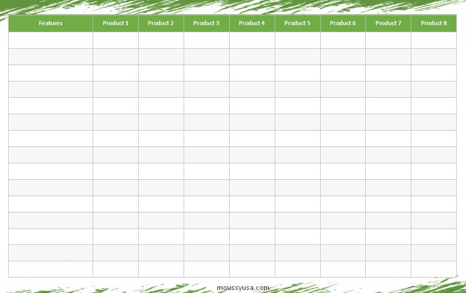 comparison chart example word design