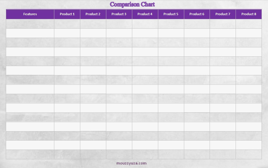 comparison chart free download word