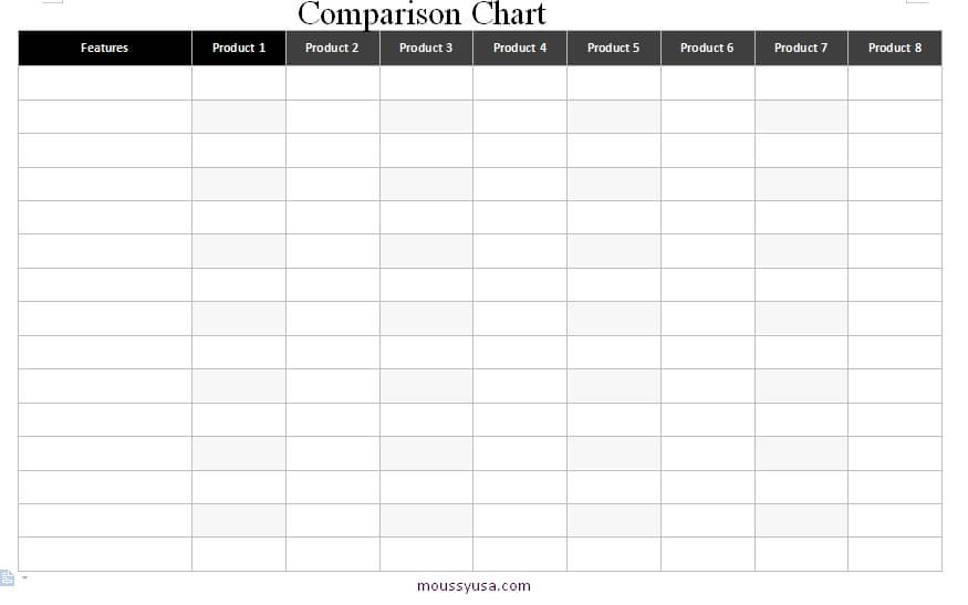 comparison chart in word
