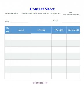 contact sheet free word template
