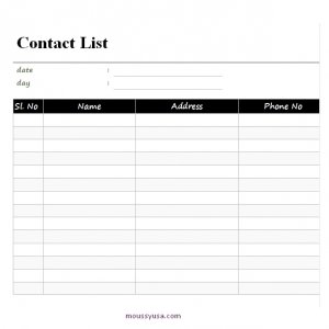 contact sheet template free word