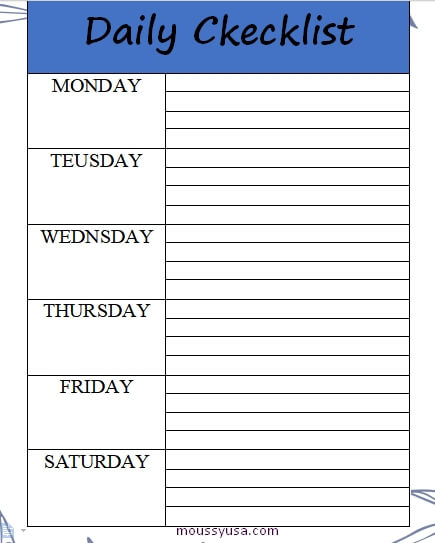 daily checklist customizable word design template