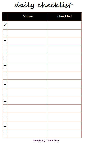 daily checklist example word design