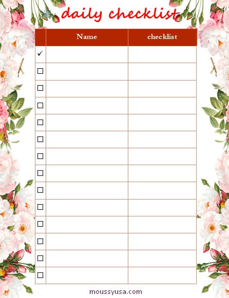 10+ Daily Checklist Template | Mous Syusa