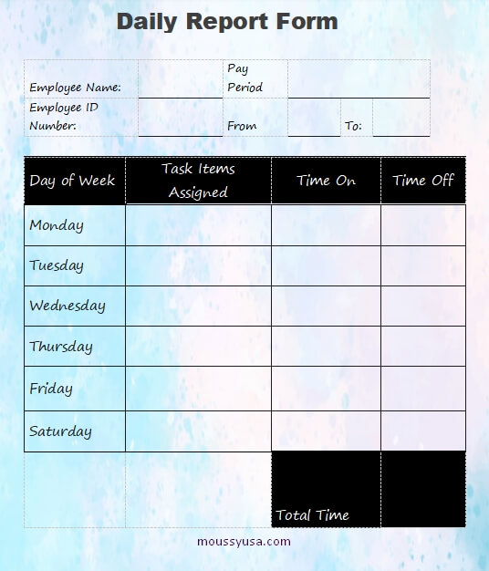 daily report template example word design