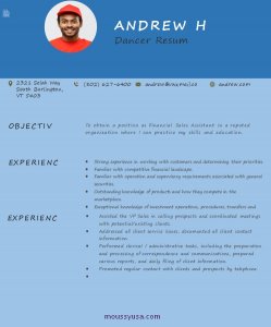 dance resume in word design