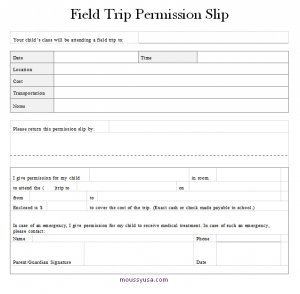 field trip permission slip example word design