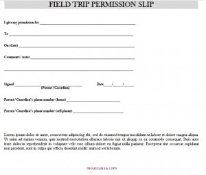 field trip permission slip template free word
