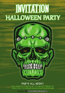 halloween party invitation customizable psd design template