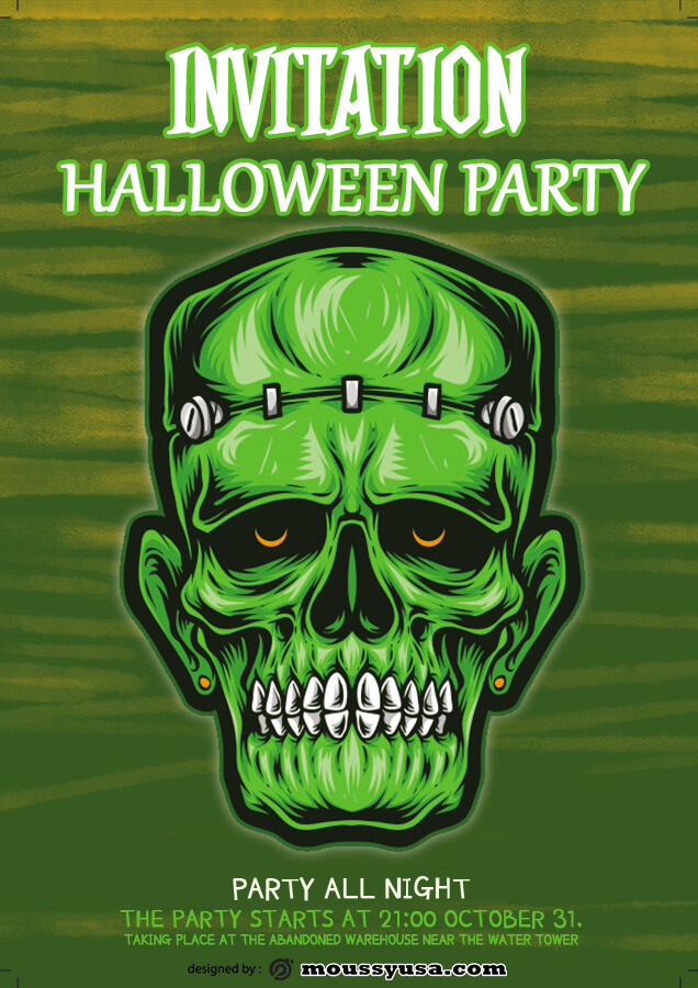 halloween party invitation customizable psd design template