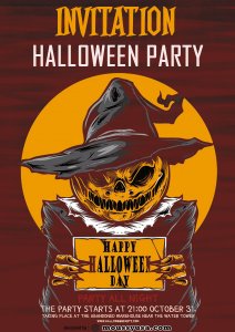 halloween party invitation psd template free