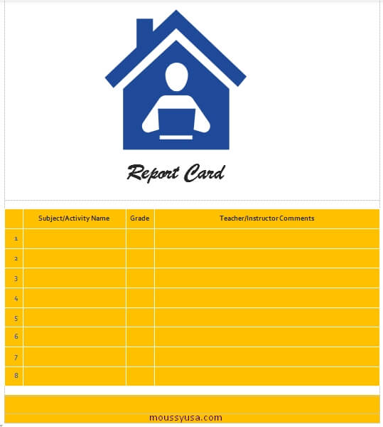 homeschool report card free word template