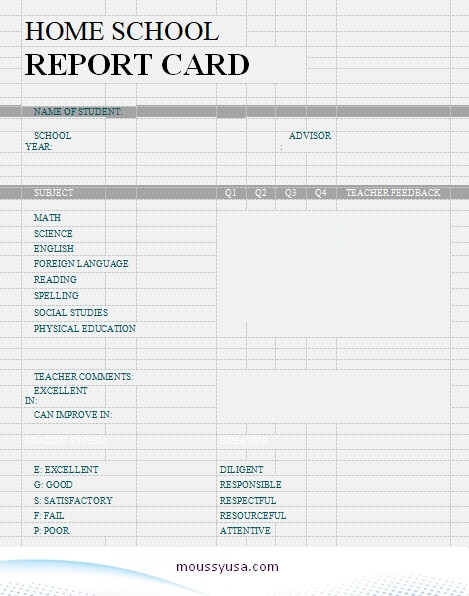 homeschool report card in word free download