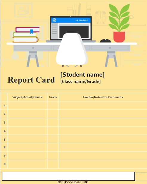 homeschool report card template free word