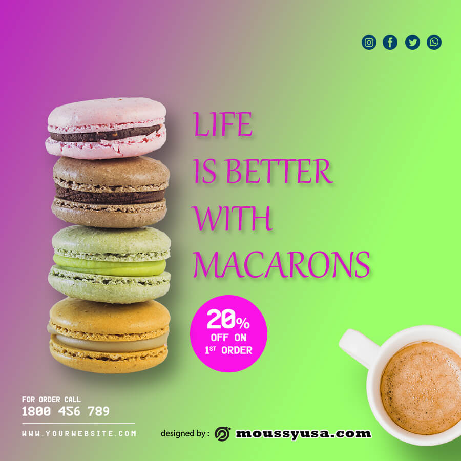 macaron template example psd design