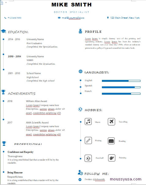 minimalist resum template free word