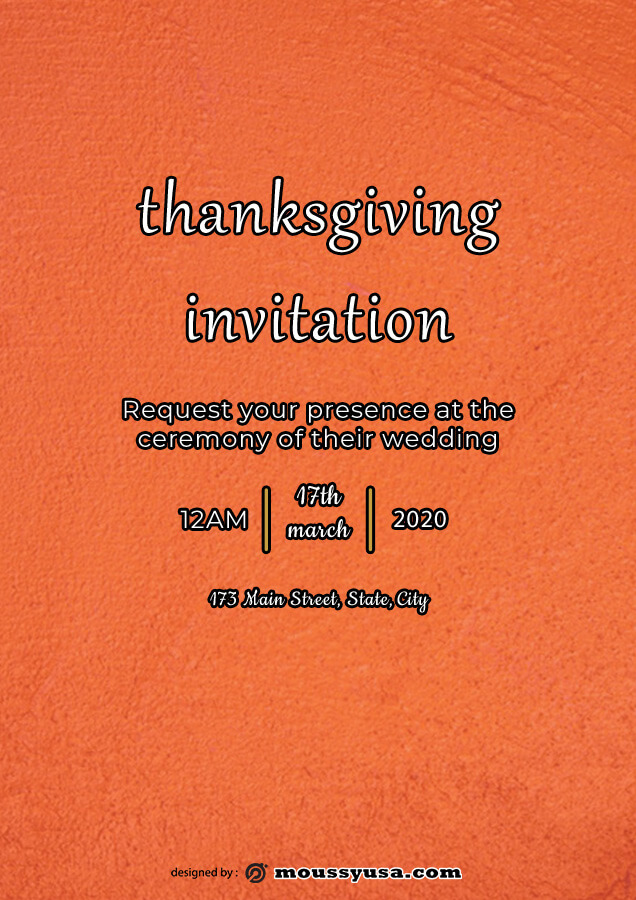 thanksgiving invitation customizable psd design template