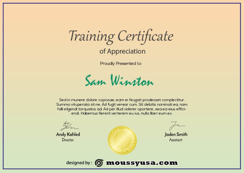 training certificate template for photoshop