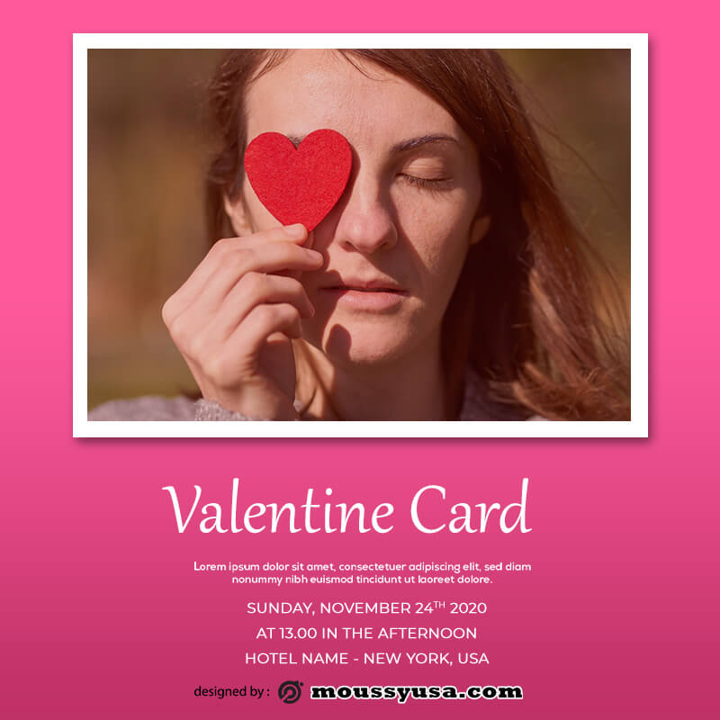 valentine card free psd template