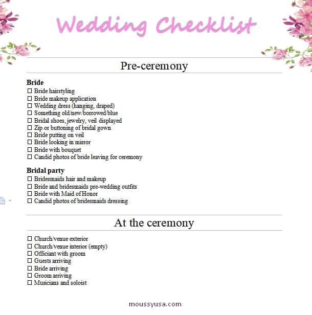 10+ Wedding Checklist Template | Mous Syusa