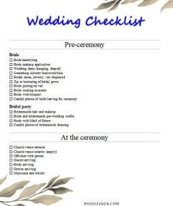 wedding checklist in word