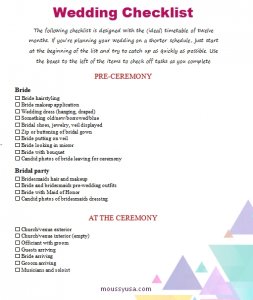 wedding checklist template for word