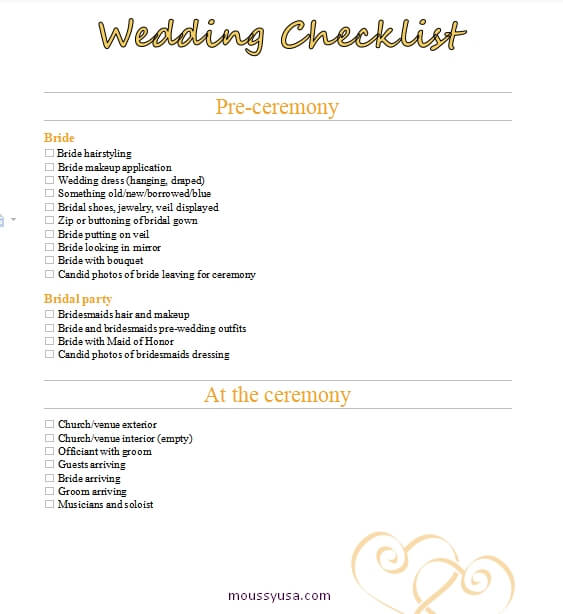 wedding checklist word template free