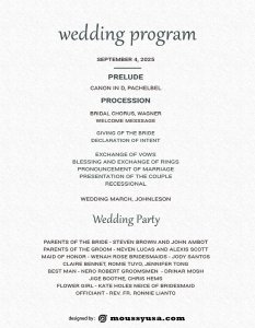 wedding program customizable psd design template