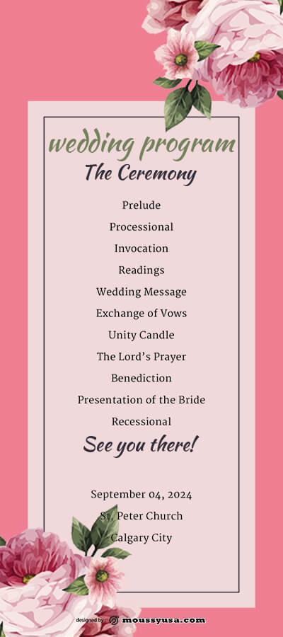 wedding program free psd template