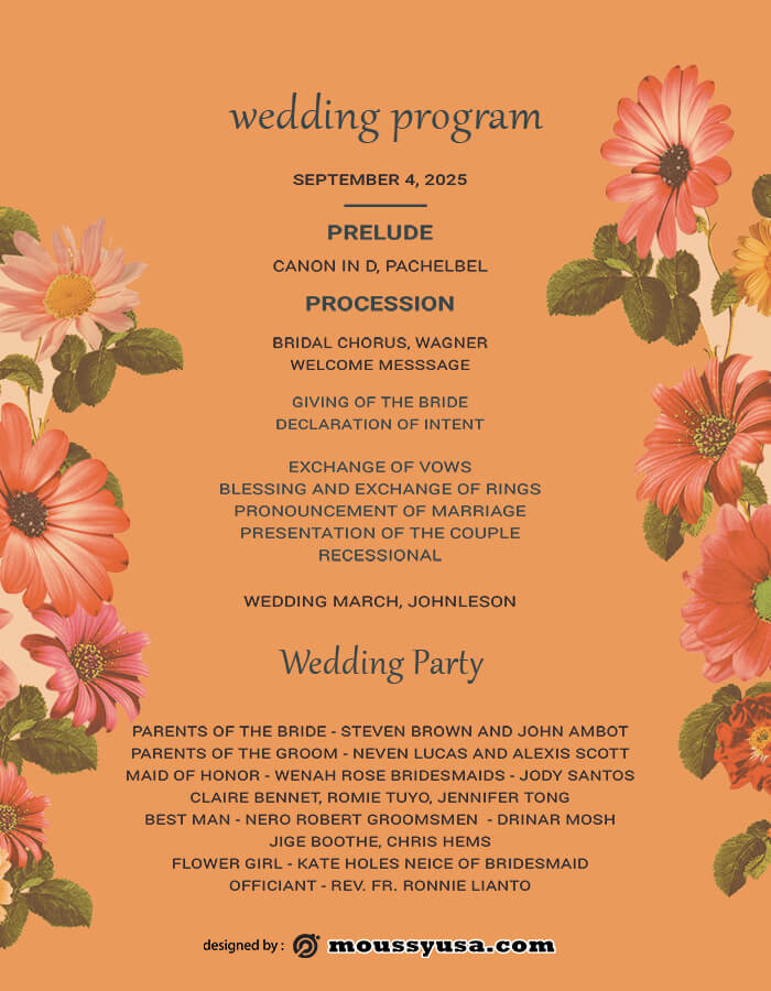 wedding program in photoshop