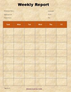 weekly report template example word design