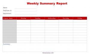 weekly report template free word template