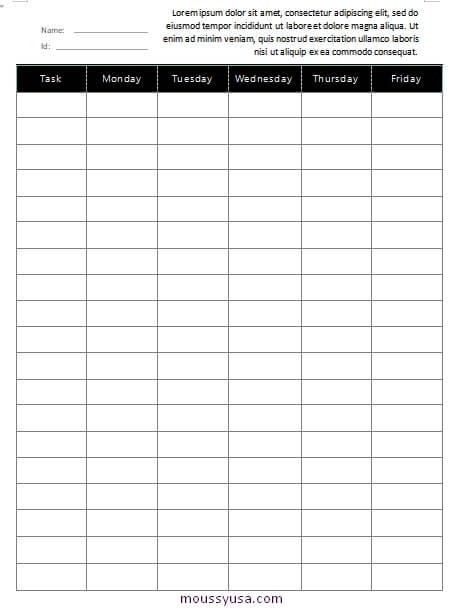 weekly report template word template free