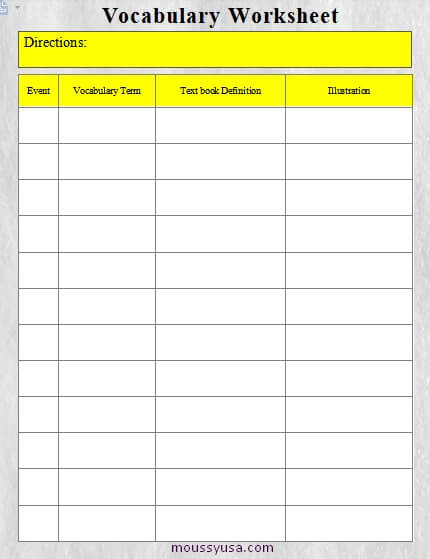 work sheet in word