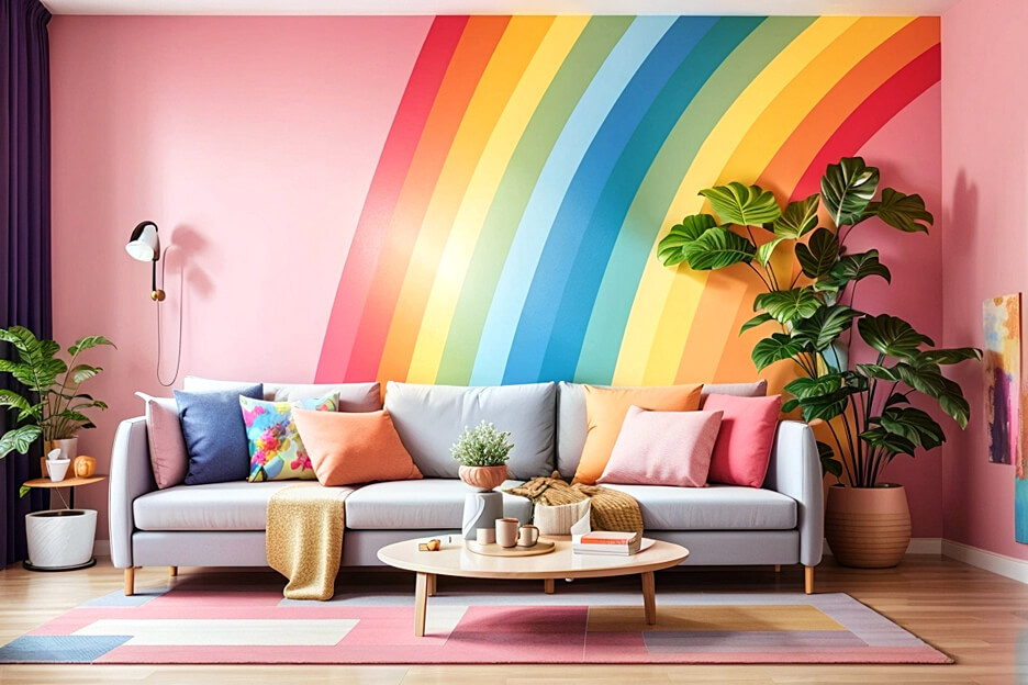 A Rainbow Oasis in Your Living Room Wall Stickers