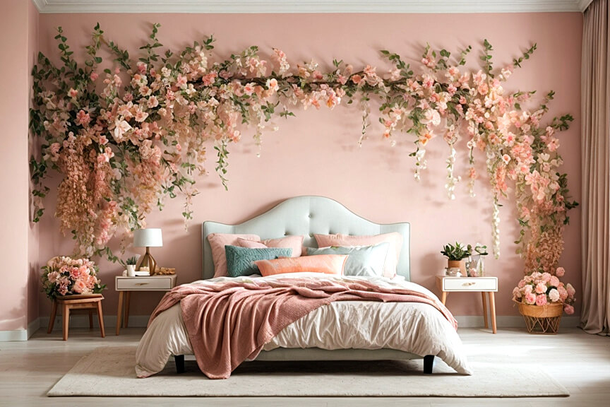 A Symphony of Petals Flower Wall Stickers in Cozy Bedrooms