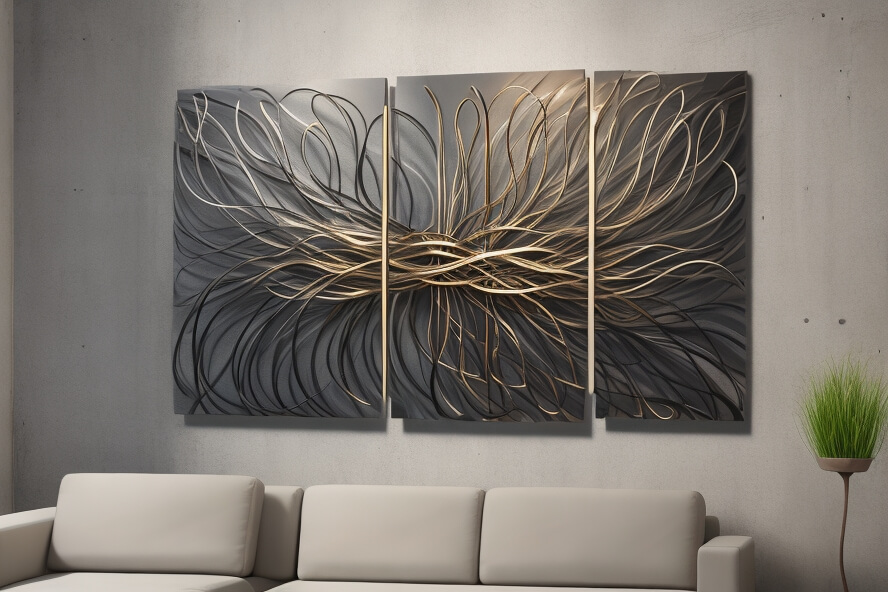 Abstract Metal Wall Art Chromatic Steel Canvas Abstract Wall Odyssey