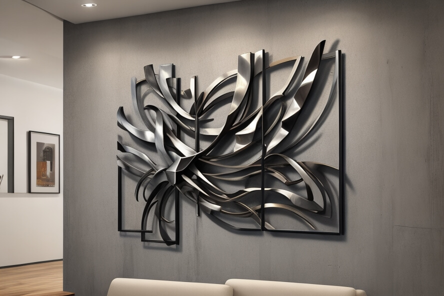 Abstract Metal Wall Art Shimmering Steel Poetry Abstract Wall Elegance