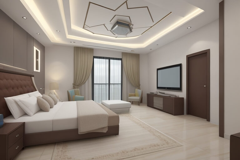 Balancing Act Symmetry in Bedroom False Ceiling Design