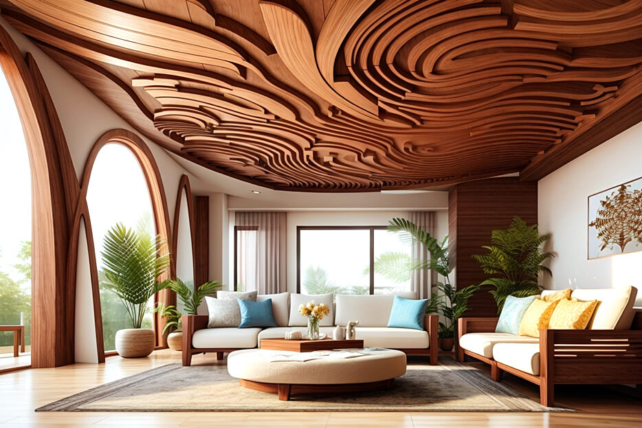 Balancing Act Wooden False Ceiling Styles
