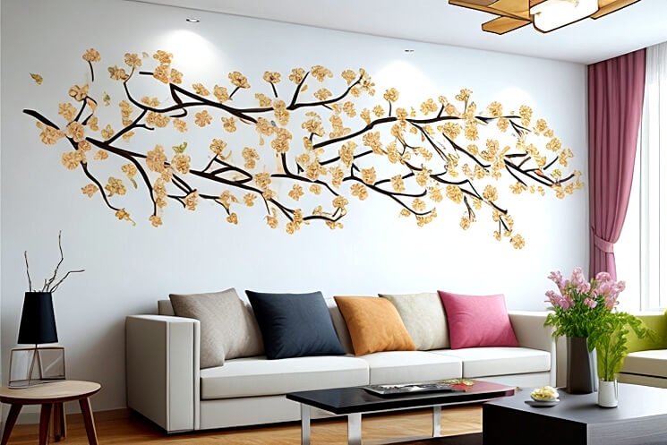 Blooms Indoors Flower Wall Art for a Lively Living Room