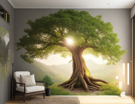Blossoming Beauty Floral Tree Wall Stickers for Living Rooms